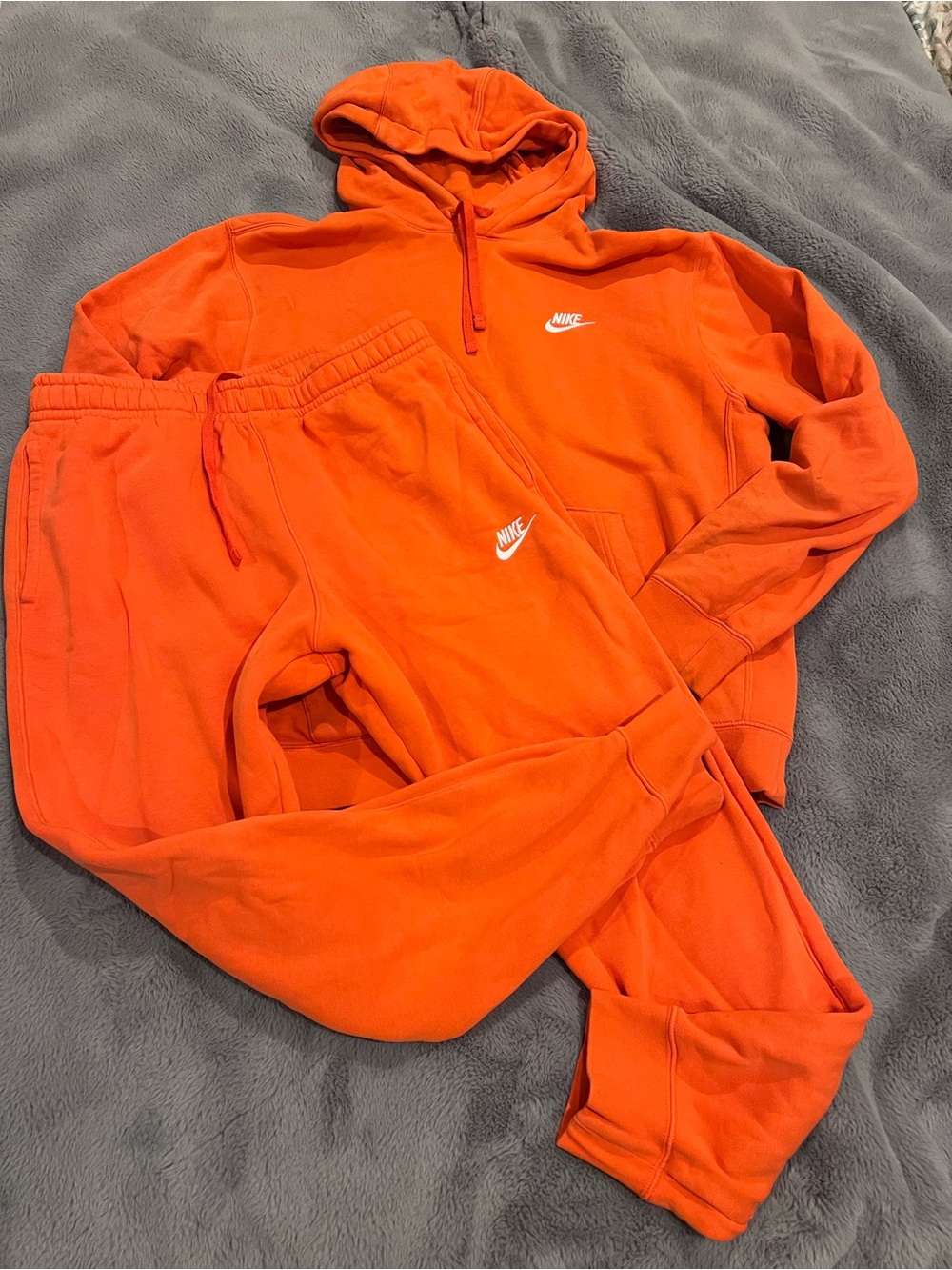 Nike Medium Orange 2-Piece Fleece Sweatsuit M Hooded Zip Tennessee/Clemson